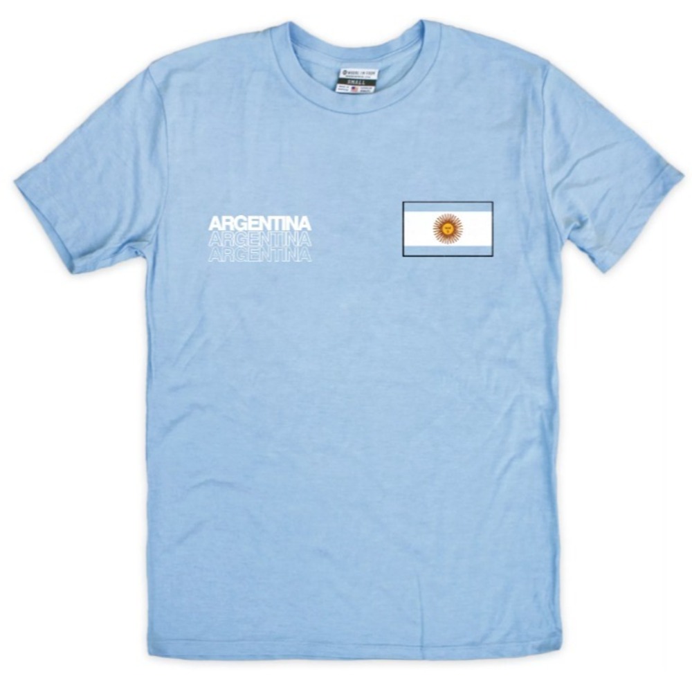 Where I'm From Man's Size L - Argentina Light Blue Repeat T-Shirt